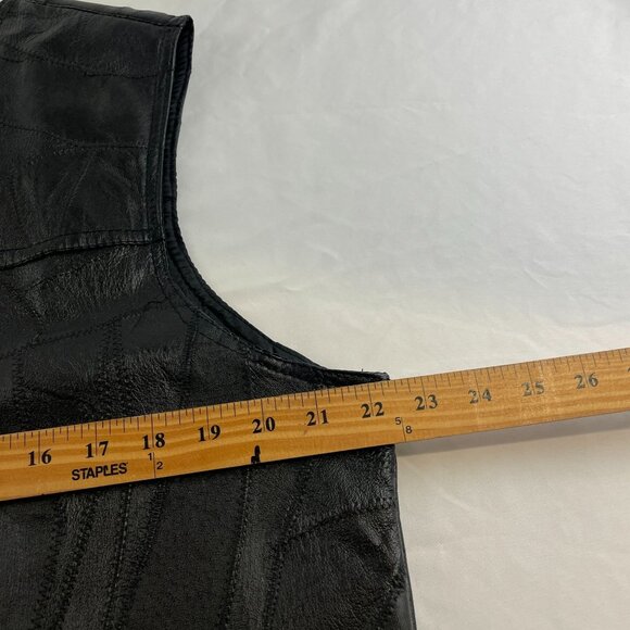 Navarre Leather Italian Stone Design Black Leather Patchwork Vest Biker Sz XL - Picture 7 of 7